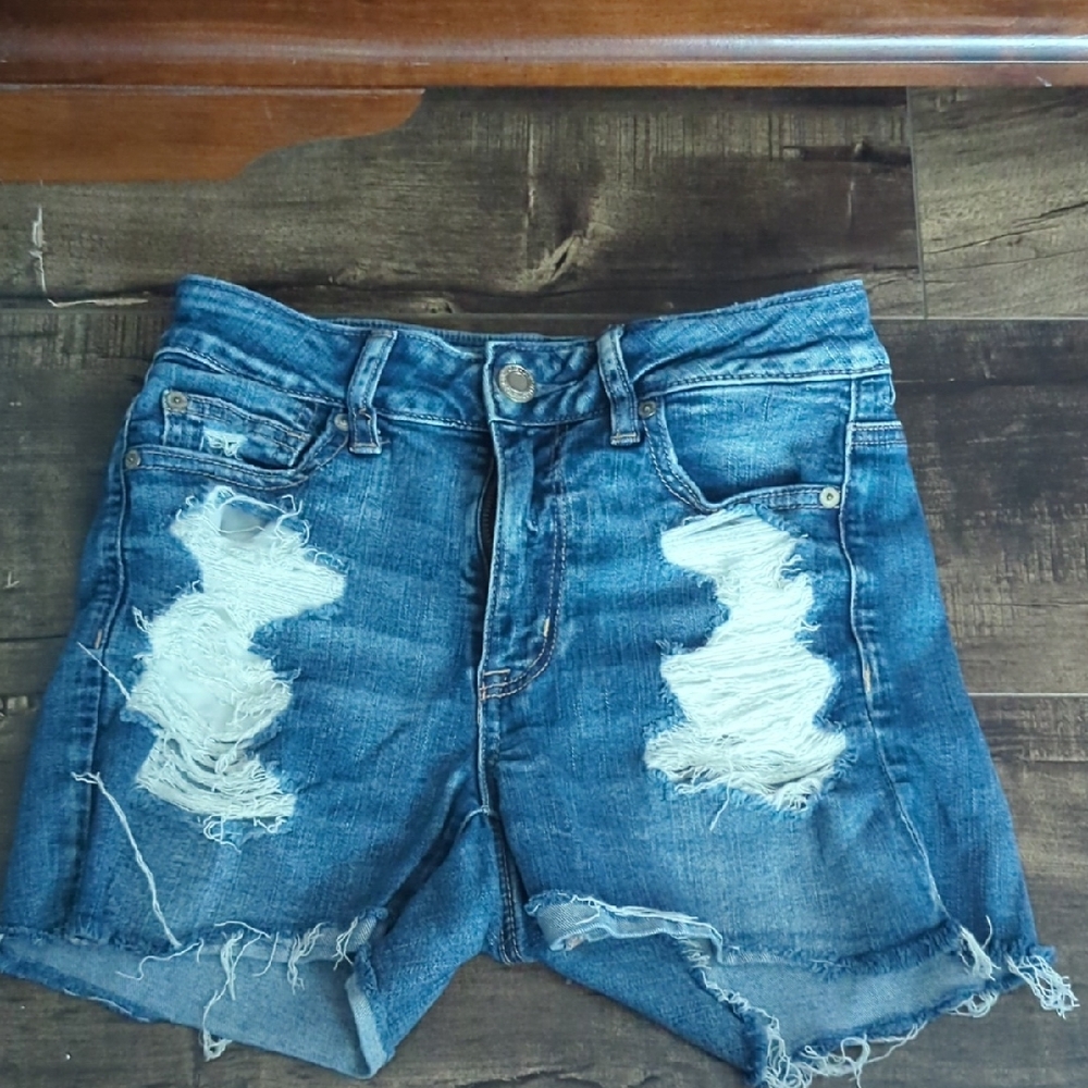 American Eagle Outfitters Blue Distressed Jean Shorts